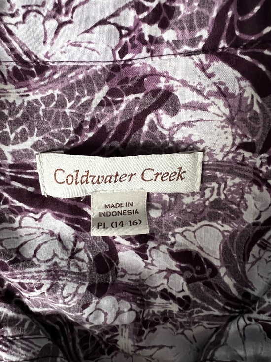 Coldwater Creek Purple Women’s Floral Print Button-Up Shirt PL (14-16) - Picture 4 of 9